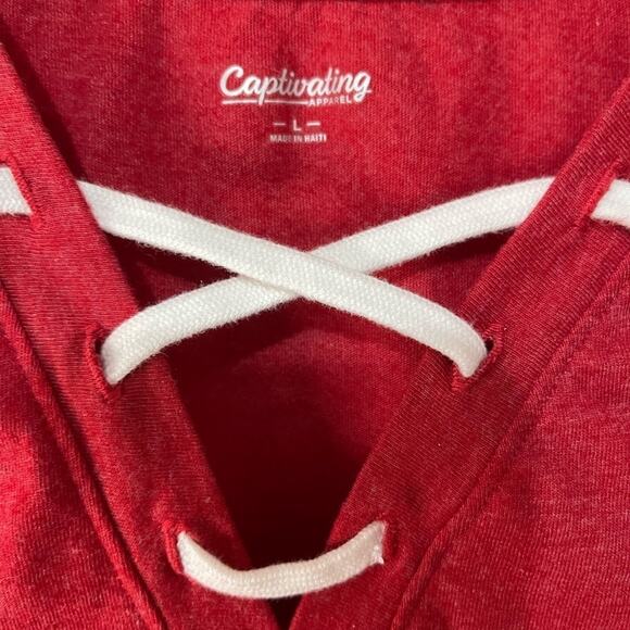 Captivating Red Indiana Hoosiers Red Lace Up Front Tee - Picture 3 of 4